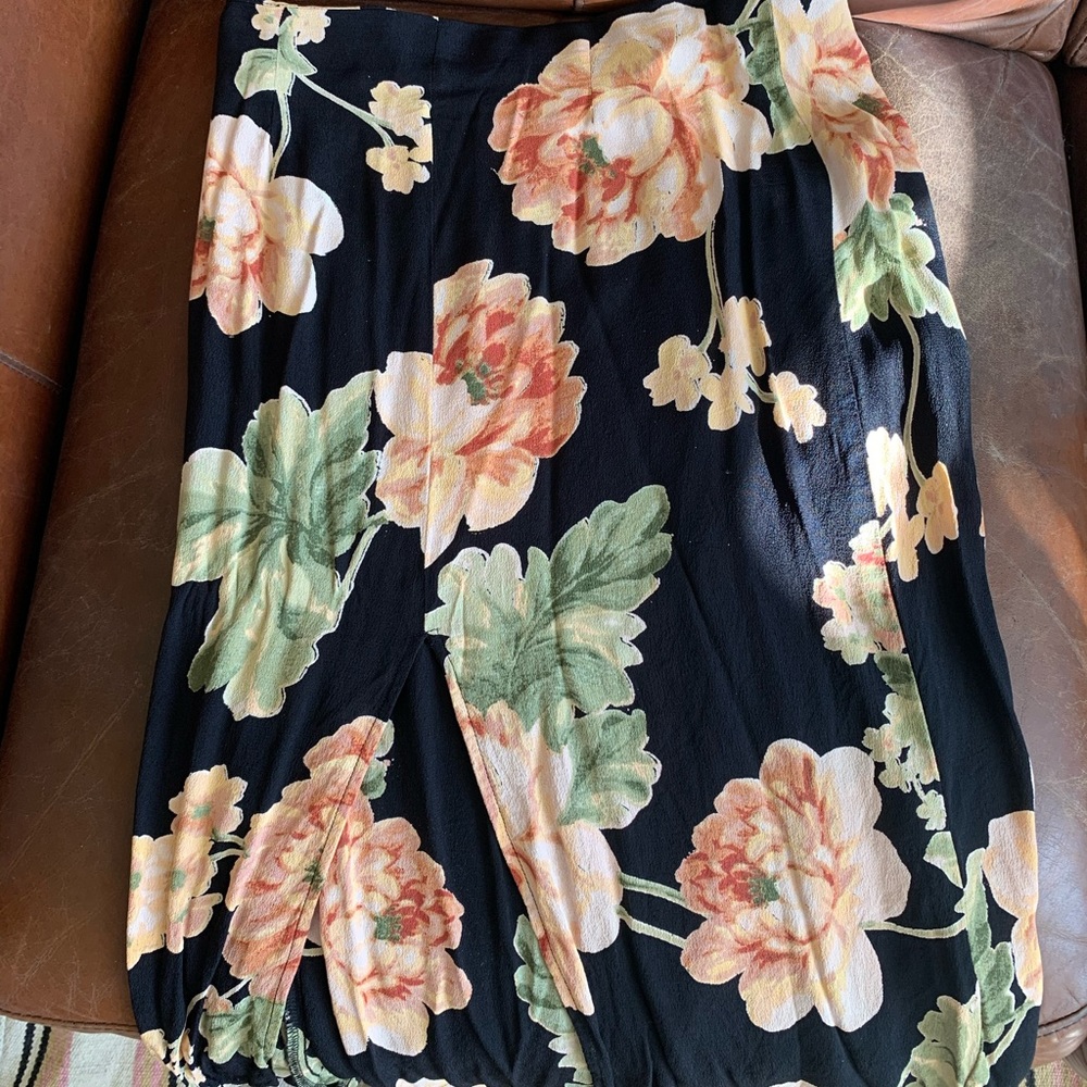 Reformation floral slit skirt